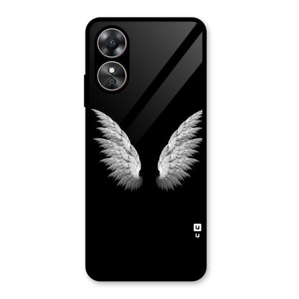 White Wings Glass Back Case for Oppo A17