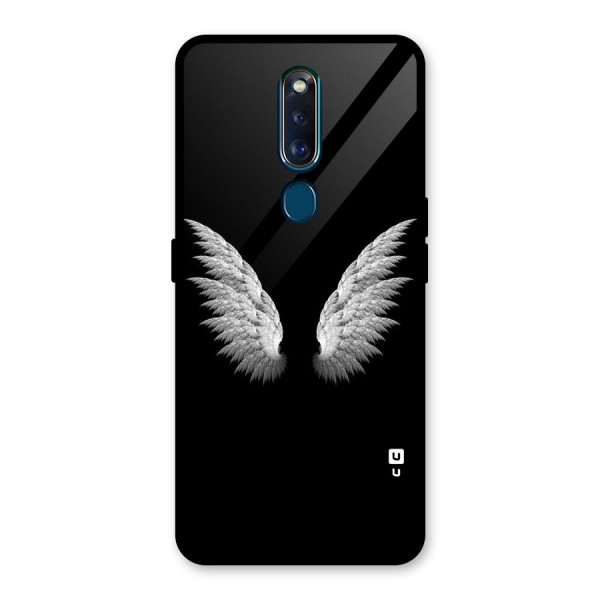 White Wings Glass Back Case for Oppo F11 Pro