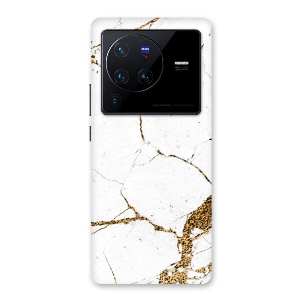 White and Gold Design Back Case for Vivo X80 Pro