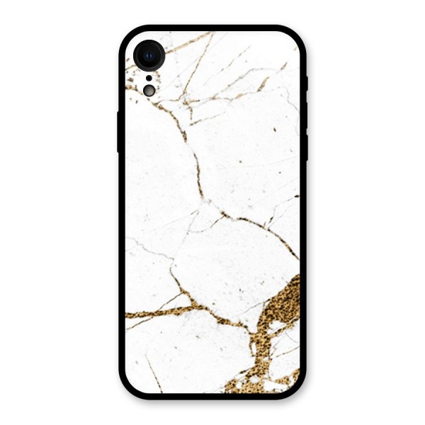 White and Gold Design Glass Back Case for XR