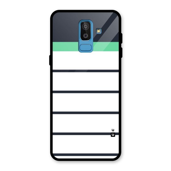 White and Simple Stripes Glass Back Case for Galaxy J8