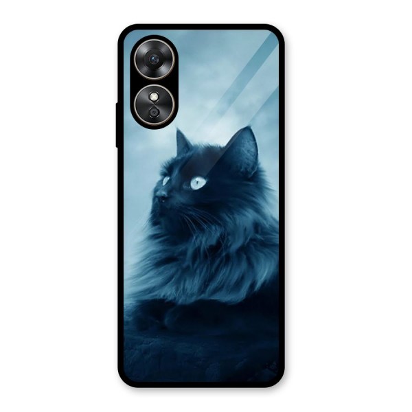 Wild Forest Cat Glass Back Case for Oppo A17