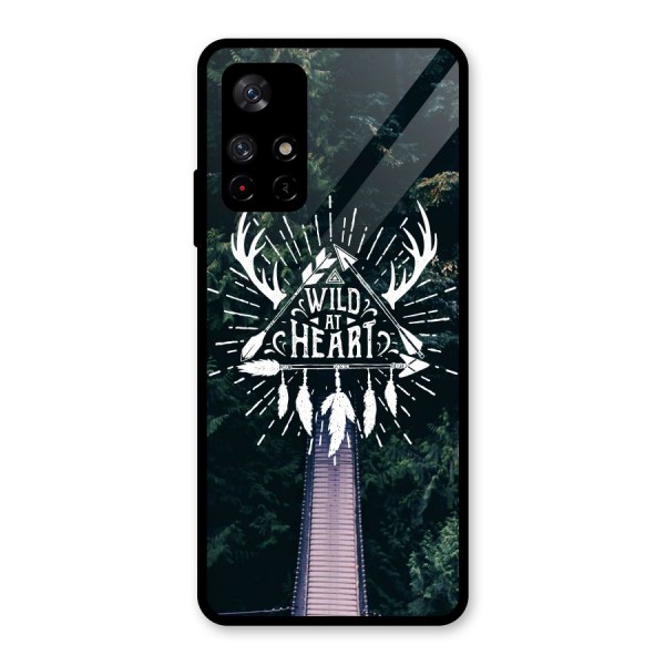 Wild Heart Glass Back Case for Redmi Note 11T 5G