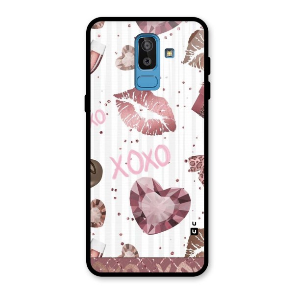 Wine Lip xoxo Glass Back Case for Galaxy J8