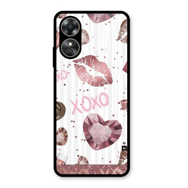 Wine Lip xoxo Glass Back Case for Oppo A17