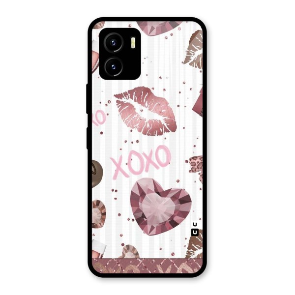 Wine Lip xoxo Glass Back Case for Vivo Y15s