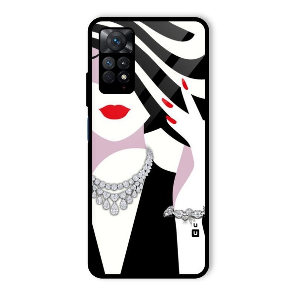 Women Beauty Glass Back Case for Redmi Note 11 Pro