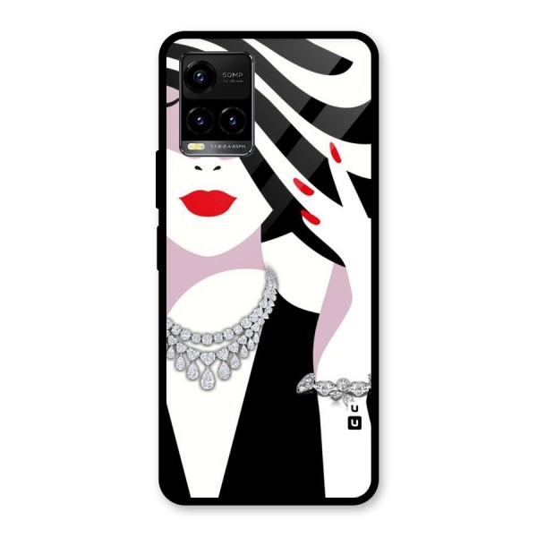 Women Beauty Glass Back Case for Vivo Y21 2021