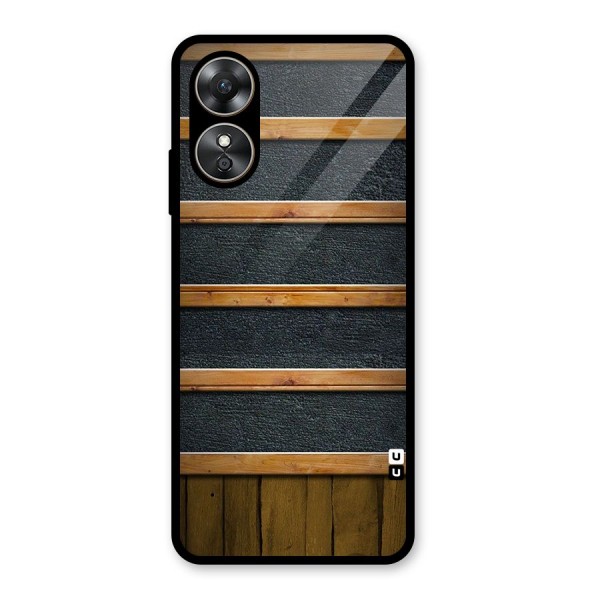 Wood Design Glass Back Case for Oppo A17