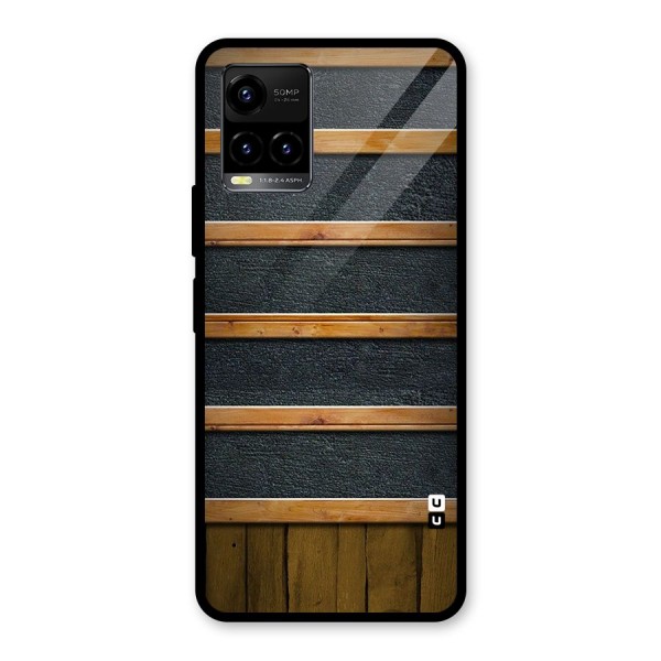 Wood Design Glass Back Case for Vivo Y21 2021