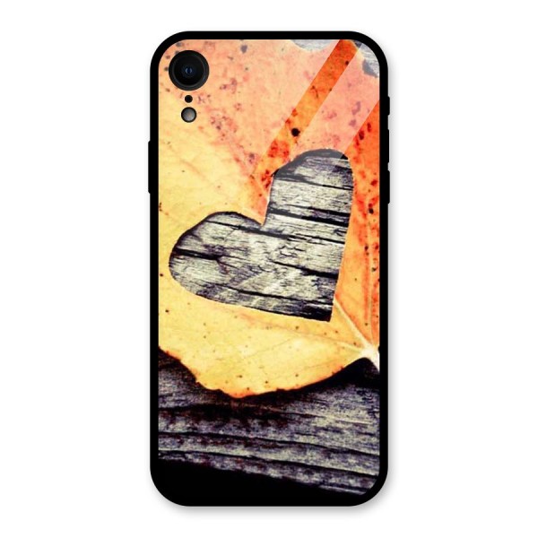 Wood Heart Leaf Glass Back Case for XR