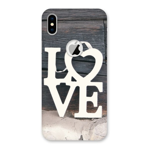 Wood Love Lock Back Case for iPhone XS Logo Cut