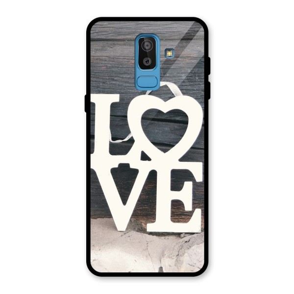 Wood Love Lock Glass Back Case for Galaxy J8