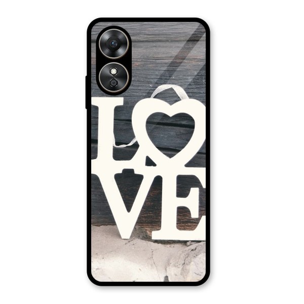 Wood Love Lock Glass Back Case for Oppo A17