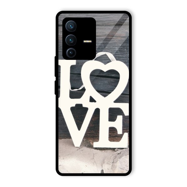 Wood Love Lock Glass Back Case for Vivo V23 Pro