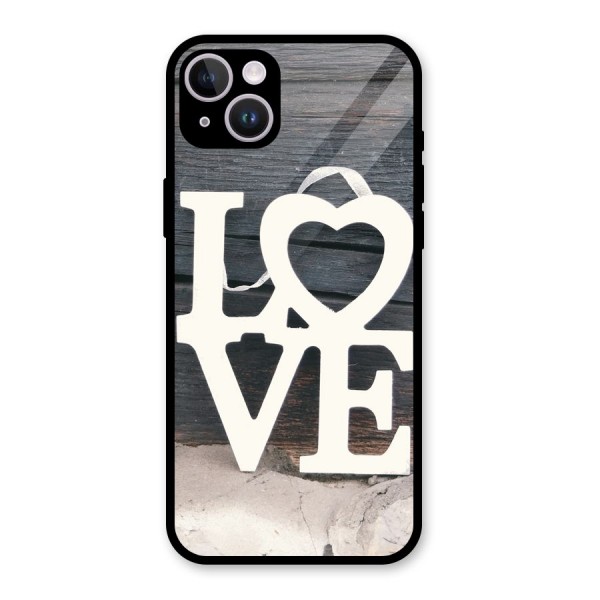 Wood Love Lock Glass Back Case for iPhone 14 Plus