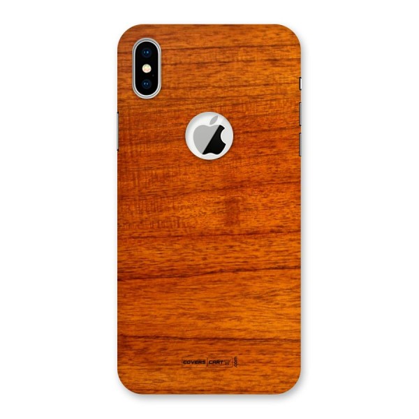 Wood Texture Design Back Case for iPhone XS Logo Cut