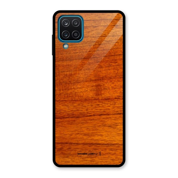 Wood Texture Design Glass Back Case for Galaxy A12