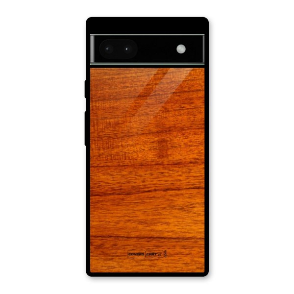 Wood Texture Design Glass Back Case for Google Pixel 6a