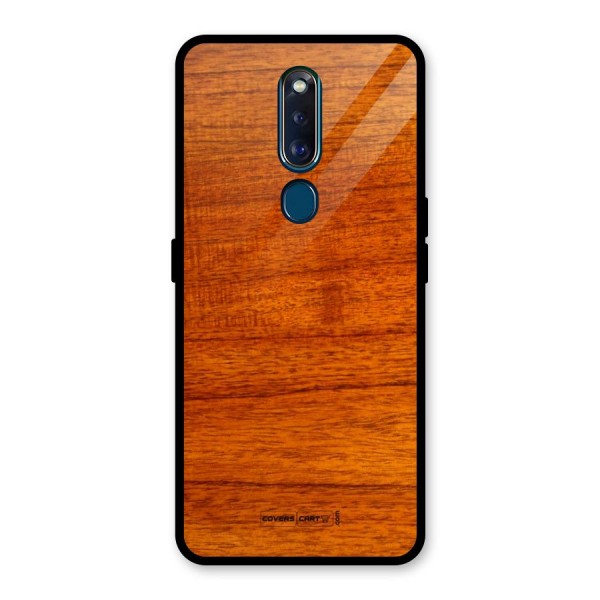 Wood Texture Design Glass Back Case for Oppo F11 Pro