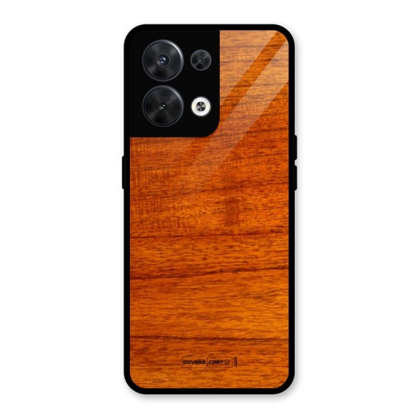 Wood Texture Design Glass Back Case for Oppo Reno8 5G