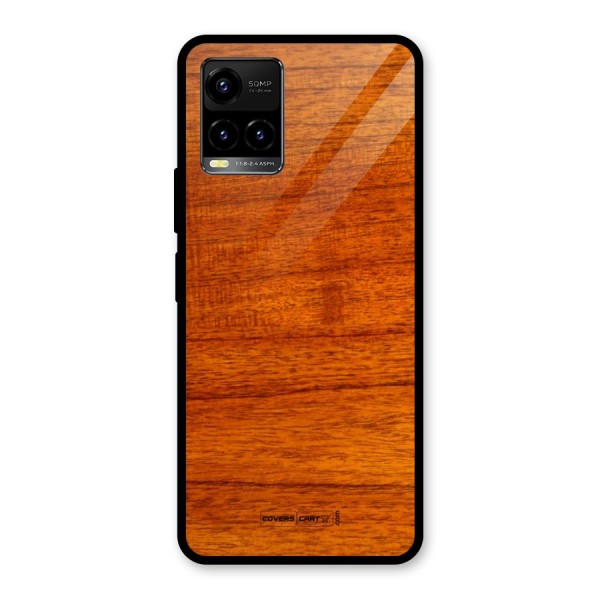 Wood Texture Design Glass Back Case for Vivo Y21A