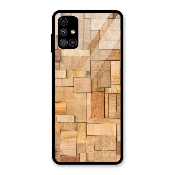 Wooden Blocks Glass Back Case for Galaxy M51