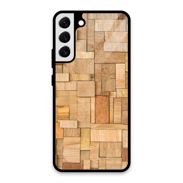 Wooden Blocks Glass Back Case for Galaxy S22 Plus 5G