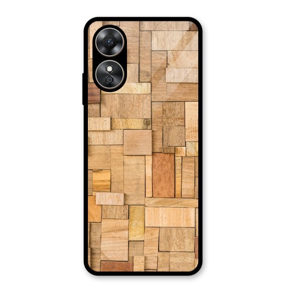 Wooden Blocks Glass Back Case for Oppo A17