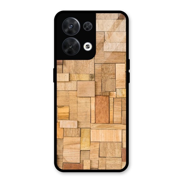 Wooden Blocks Glass Back Case for Oppo Reno8 5G