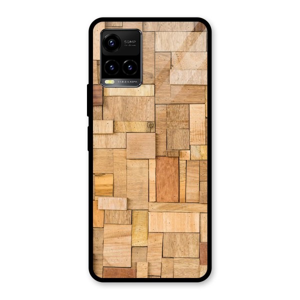 Wooden Blocks Glass Back Case for Vivo Y21 2021