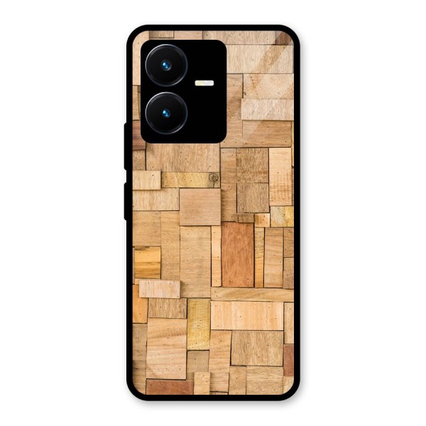 Wooden Blocks Glass Back Case for Vivo Y22