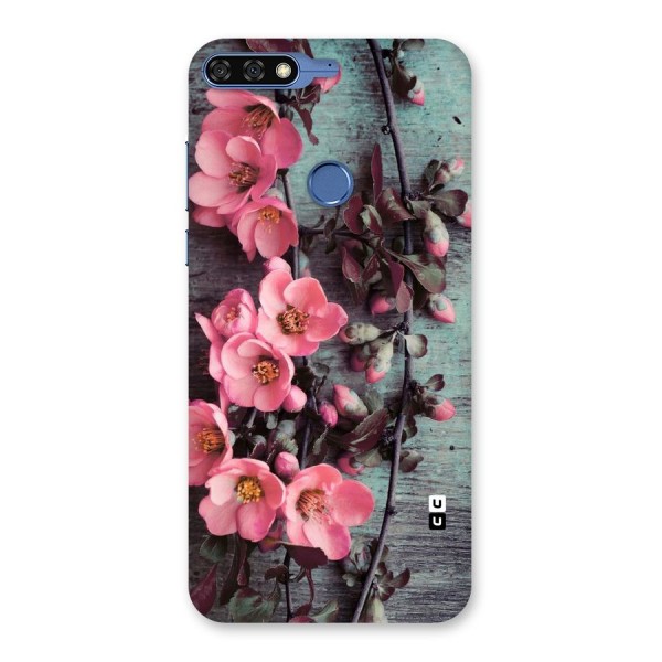 Wooden Floral Pink Back Case for Honor 7C