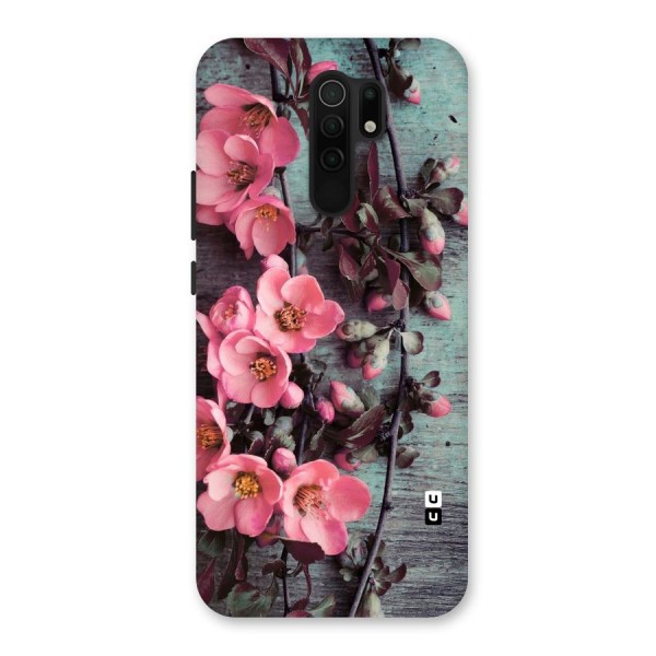 Wooden Floral Pink Back Case for Redmi 9 Prime