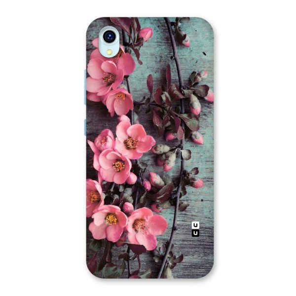 Wooden Floral Pink Back Case for Vivo Y1s