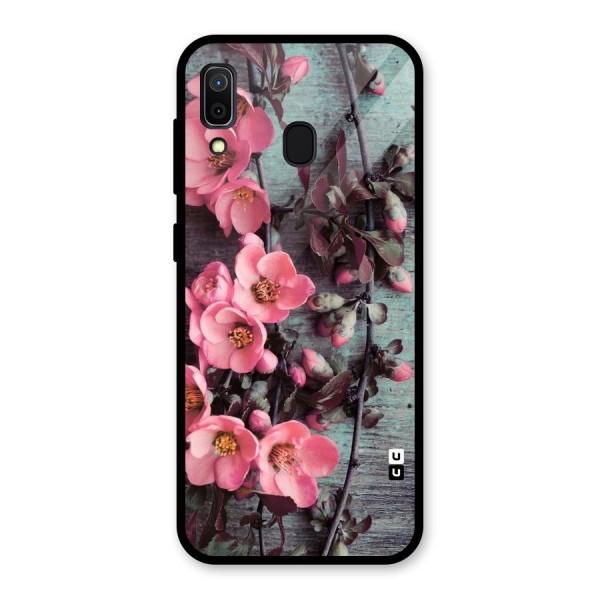 Wooden Floral Pink Glass Back Case for Galaxy A30