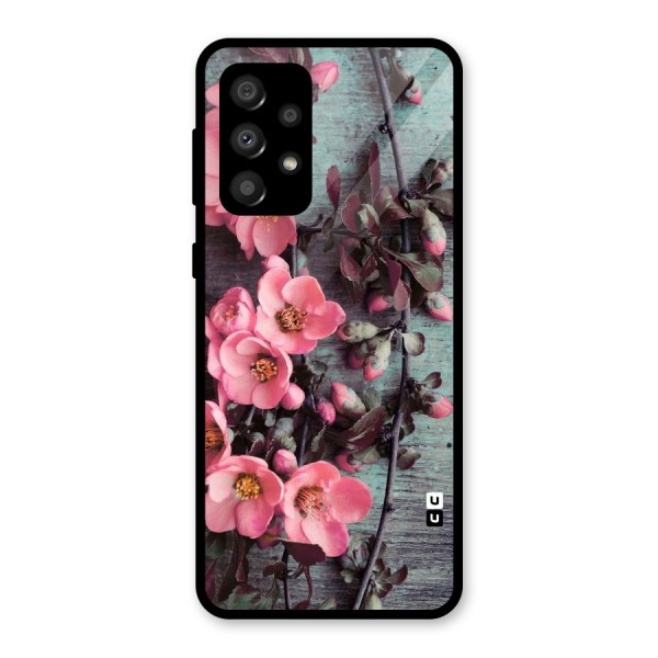 Wooden Floral Pink Glass Back Case for Galaxy A32