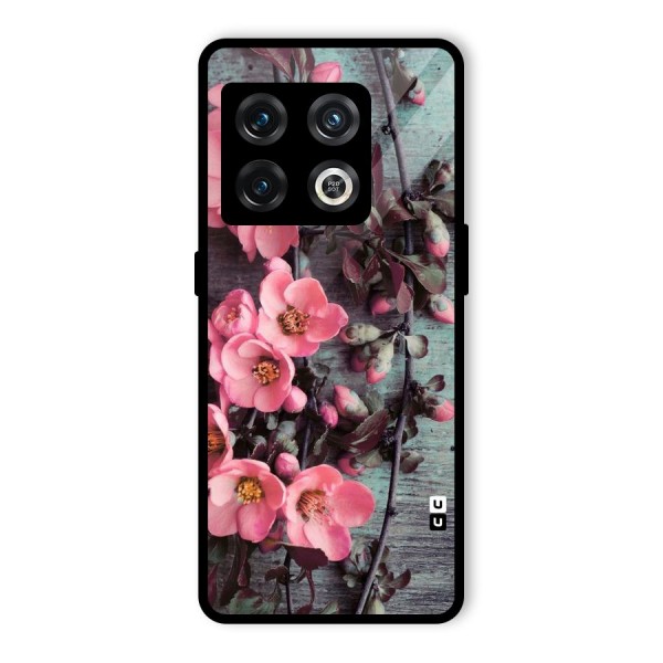 Wooden Floral Pink Glass Back Case for OnePlus 10 Pro 5G
