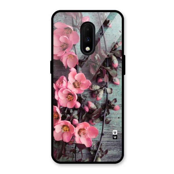 Wooden Floral Pink Glass Back Case for OnePlus 7