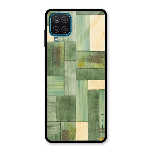 Wooden Green Texture Glass Back Case for Galaxy A12