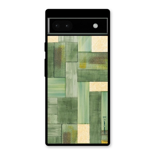Wooden Green Texture Glass Back Case for Google Pixel 6a