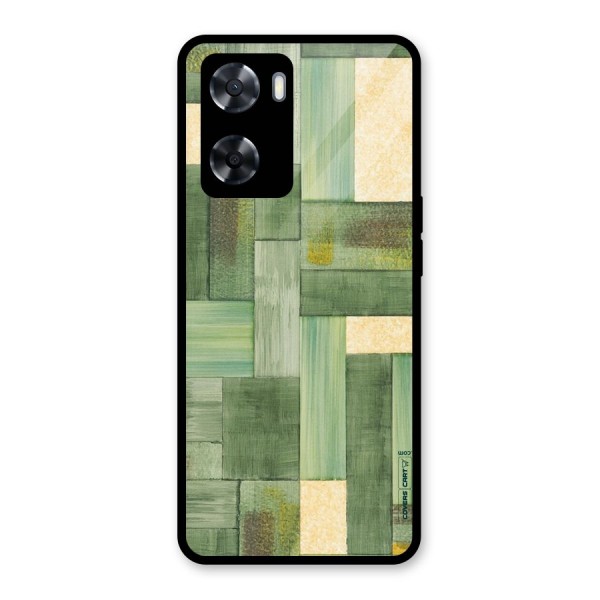 Wooden Green Texture Glass Back Case for Oppo A57 2022