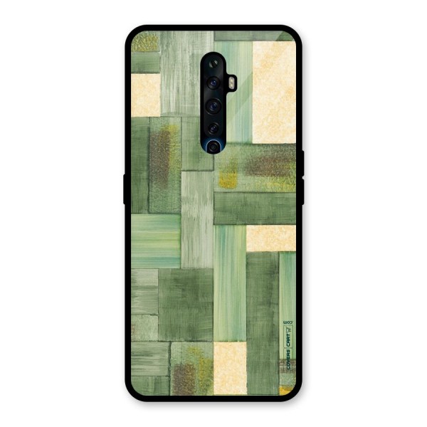 Wooden Green Texture Glass Back Case for Oppo Reno2 Z