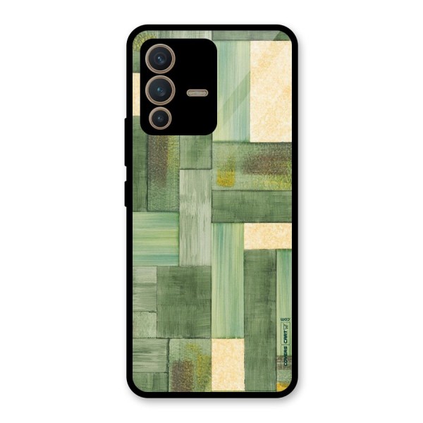 Wooden Green Texture Glass Back Case for Vivo V23 5G