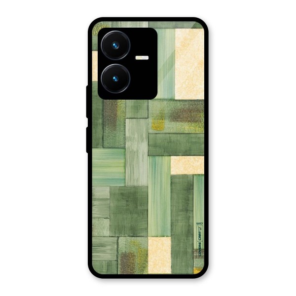 Wooden Green Texture Glass Back Case for Vivo Y22