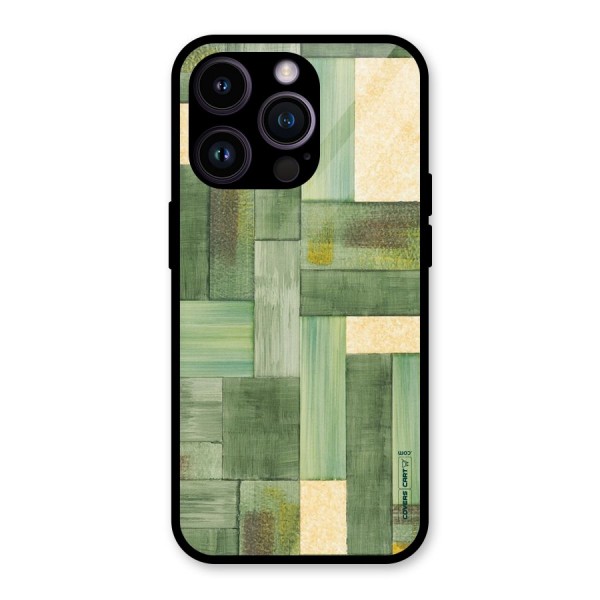 Wooden Green Texture Glass Back Case for iPhone 14 Pro