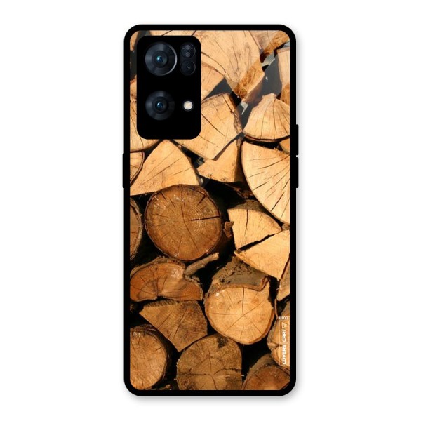 Wooden Logs Glass Back Case for Oppo Reno7 Pro 5G