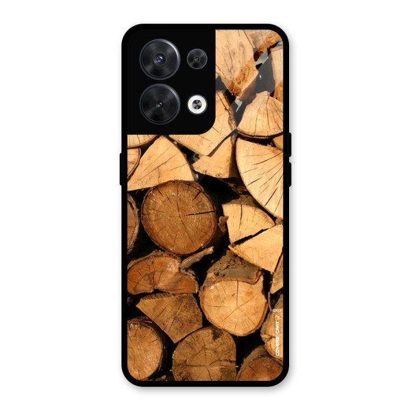 Wooden Logs Glass Back Case for Oppo Reno8 5G