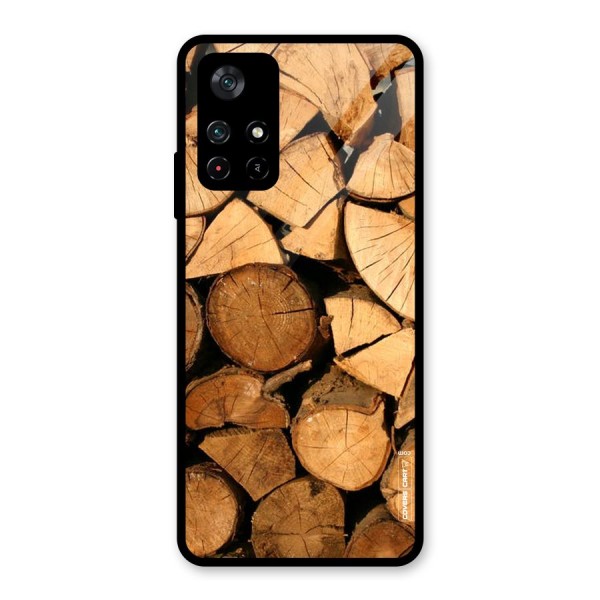 Wooden Logs Glass Back Case for Poco M4 Pro 5G