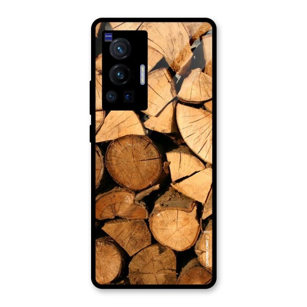 Wooden Logs Glass Back Case for Vivo X70 Pro